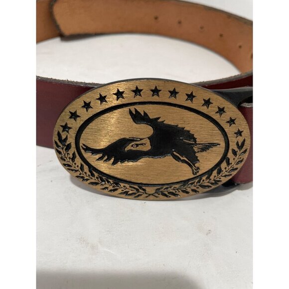 Tech Ether American Eagle/1970s Brown western Leather belt Eagle 48 solid Brass - Picture 2 of 6